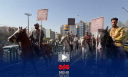 رژه سربازان هخامنشی در خیابان انقلاب تهران