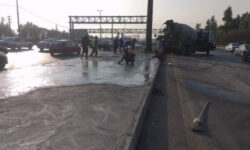 آغاز عملیات بتن‌ریزی جزیره میانی بزرگراه آزادگان منطقه ۱۹ تهران