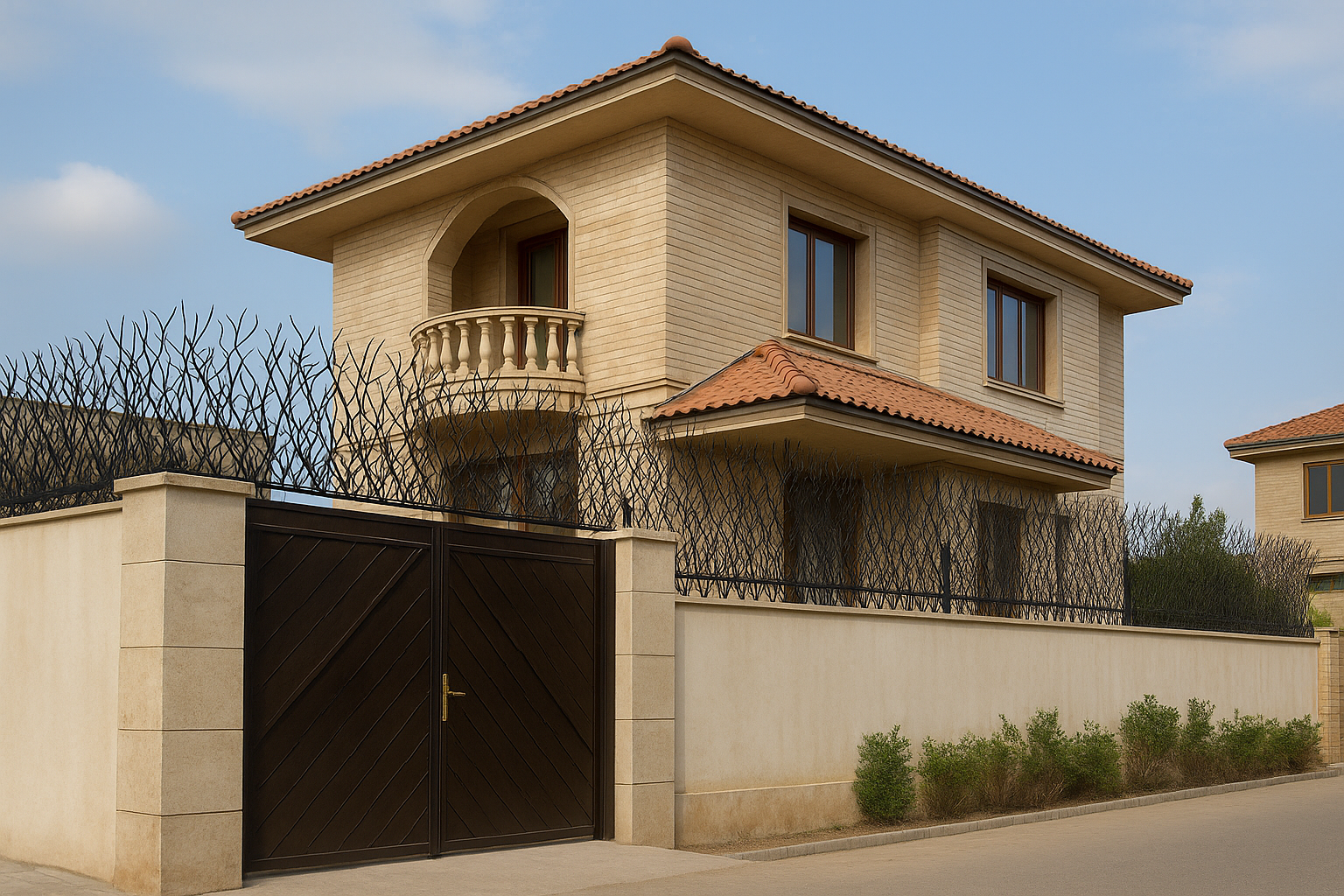 حفاظ شاخ گوزنی نصبشده روی دیوار برای افزایش امنیت ساختمان