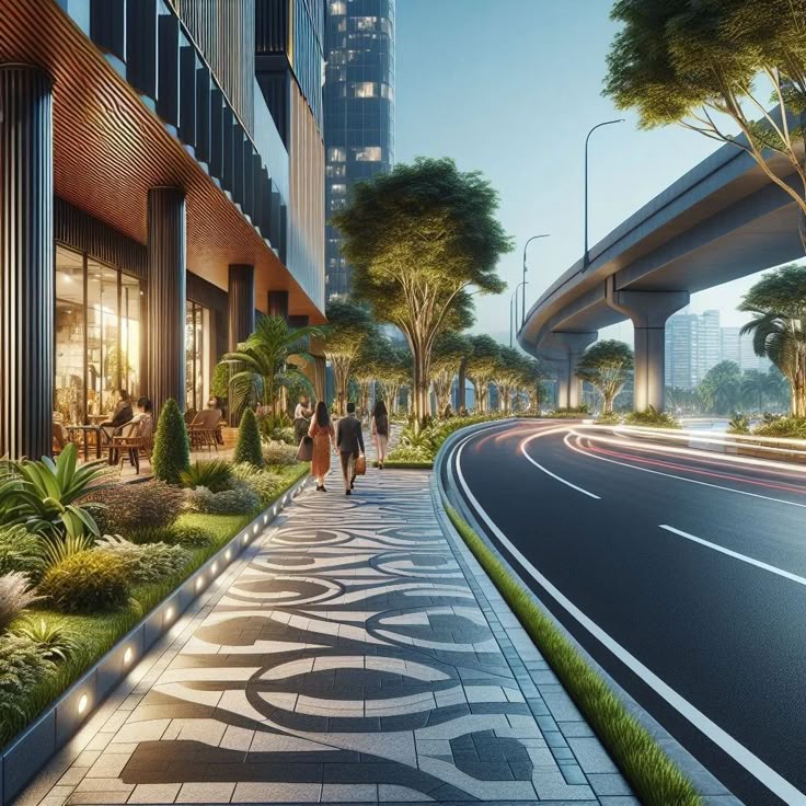 نقشه ترکیببندی خیابان با عریضراه، مسیر دوچرخه و فضاهای سبز
