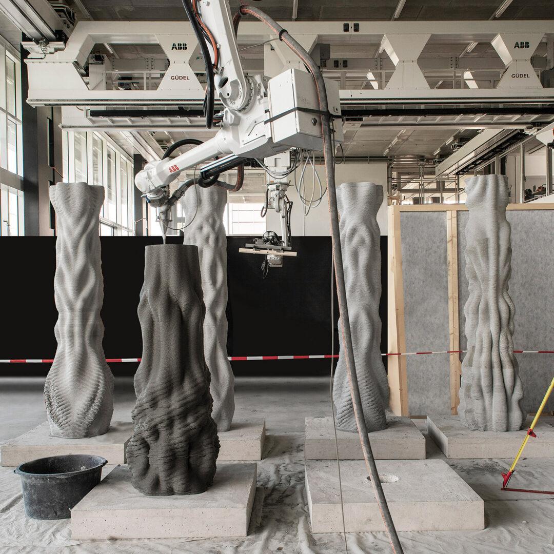 ستونهای چاپشده با فناوری 3D Concrete Printing در یک نمایشگاهی بینالمللی